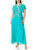 J Kara Women's Plus Size Faux Wrap Long Dress W/Flutter Sleeve, Aqua/Multi, 16W