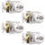 GOBEKOR 4 Pack Brushed Nickel Door Knob Privacy Door Knobs Interior Bedroom Door Knobs with Lock Square Silver Bed Bath Door Knobs for Interior Doors