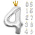 Gifloon Silver Number 4 Balloon with Crown, Large number balloons 4th Birthday Sign, 40 inch