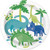 Round Dessert Paper Plates - 7" | Blue & Green Dinosaur | 8 Pcs
