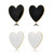 Big Heart Stud Earrings for Women Girls White Black Enamel Statement Geometric Lover Earring (Black)