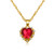 Fuqimanman2020 Crystal Love Heart Pendant Necklace for Women Girls, Gold Plated with Birthstone Charm Pendants Necklace, Dainty Jewelry Gifts for Women, 17"+2"(Red)