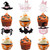 24 PCS Spooky One Halloween Cupcake Toppers Pink Black Glitter Bat Pumpkin Spider Witch Hat Spooky Cupcake Picks for Halloween Theme Baby Shower Kids 1st Birthday Party Cake Decorations Supplies