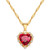 Red Heart Necklace Love Heart Pendant with Birthstone Crystal Charm Necklaces for Women Teen Girls 18K Gold Plated Dainty Necklace Trendy Jewelry Gifts Anniversary Birthday Valentines Gift for Her