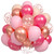 60Pcs Pink Rosegold Balloons Kit, Hot Pink Pastel Pink Orange Latex Balloons, Metallic Rose Gold Confetti Balloons for Birthday Princess Theme Baby Shower Wedding Valentine's Party Decorations