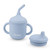 Ginbear 2-in-1 Sip-N-Straw Cup for Baby Boy, Spill Proof Toddler Transition Sippy Cup with Straw, Silicone Baby Cup with Handles, Tiny Training Cups 6 Months+ (Powder Blue)