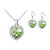 Txibikn Elegant 3 Pieces Women Love Heart Crystal Zircon Necklace Earrings Set Jewelry Pendant for Teens Girl Wedding Party Meet Jewellery Gift (Green)