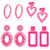 FUNRUN JEWELRY 4Pairs Statement Earrings Geometric Heart Drop Hoop Earrings Boho Long Tassel Dangle Earrings Hot Pink Earrings for Women(A)