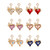 Vavhoo 6 Pairs Crystal Rhinestones Love Heart Dangle Earrings Statement Wedding Drop Earrings for Women and Girls Bohemian Sparkly Jewelry Valentine's Day Set (6 Pairs)