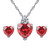 Jeolory Shiny Fashion Crystal Rhinestone Love Heart Pendent Necklace Stud Earrings Jewelry Set for Women Lady Girl