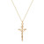 Fettero Crucifix Necklace Gold Faith INRI Cross Pendant 14K Gold Plated Dainty Chain Minimalist Simple God Lords Prayer Religious Jewelry Gift