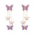 Purple Butterfly Tassel Style Zircon Earrings for Women Crystal Rhinestone Drop Earrings Long Butterfly Dangle Earrings Wedding Jewelry Gifts for Women