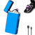 RSBYE Electric Lighter Windproof Lighter, Dual Arc Lighter USB Rechargeable Lighter Flameless Plasma Lighter with Rhythmic Flashing Battery Indicator for Camping,Outdoor,Hiking(Blue)