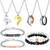 8 Pieces Couples Necklace Bracelet Matching Bracelets Set for Women Men, Her King His Queen I Love You Heart Crown Necklaces Boyfriend Girlfriend for Valentines Jewelry Gift (Attractive Style)