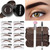 Dark Brown Eyebrow Stamp Stencil Kit - Brow Stamp Kit One Step Eyebrow Stamp and Shaping Kit 10 Brow Stencils and Stamp Kit Waterproof Eye Brow Stamping Kit Easy to Use Eyebrow Kit