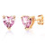 Heart Austrian Crystal Stud Earrings for Women Fashion 925 Sterling Silver Hypoallergenic Jewelry (Pink)