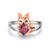 LONAGO 925 Sterling Silver Fox Ring Cute Fox Holding Birthstone Heart Band Ring for Women?Size 8?