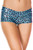 MUSIC LEGS Women's Shiny Leopard Print Bootyshorts, Turquoise/Black, One Size