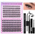 DIY Lash Extension Kit Wispy Lash Clusters Kit 10-16mm D Curl Individual Lashes with Lash Bond and Seal and Lash Remover Lash Applicator Cluster Eyelash Extensions Kit for Beginners at Home (2 Styles)