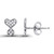 Sterling Silver Rhodium Round Cubic Zirconia Micropave Split Circle/Heart Studs