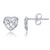 Sterling Silver Rhodium Polished Heart with Stars Stud Earring