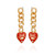 Juicy Couture Goldtone Linear Dangle Drop Chain and Red Heart Charm Earrings