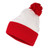Armycrew Red White Striped Pom Pom Cuff Beanie Hat (One Size, 1 Pack (Two Tone))