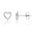 Sterling Silver Rhodium Half Micropave Pink & White Cubic Zirconia Open Heart Stud Earring