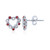 Sterling Silver Rhodium Alternating Ruby & White Cubic Zirconia Milgrain Bezel Open Heart Stud Earring