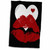 3D Rose Red Lips Against A White Heart Against Black Background TWL_45406_1 Towel, 15" x 22"
