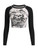SOLY HUX Women's Y2K Shirt Gothic Long Sleeve Crop Tops Graphic Tees Skull Floral Print T Shirts Black and White M