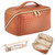 Large Capacity Travel Makeup Bag: Portable Cosmetic Bag for Women Open Flat Make up Pouch with Handle & Divider Makeup Bag Organizer Checkered Pu Leather Waterproof Toiletry Bag, Brown Large Capacity Travel Makeup Bag: Portable Cosmetic Bag for Women Open Flat Make up Pouch with Handle & Divider Makeup Bag Organizer Checkered Pu Leather Waterproof Toiletry Bag, Brown