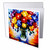 3dRose A bunch of red, yellow, blue flowers in a glass vase on a... - Greeting Cards (gc-378660-1)