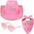 Pink Cowgirl Hat with Pink Heart Glasses, Paisley Bandana, Cowboy Hat with Tiara Crown, Heart Shaped Sunglasses, Halloween Party Hat Cowboy Hat Bands Costume Accessories for Kids Girls and Women