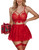 Avidlove Lingerie for Women Lace Babydoll Mesh Nightwear Chemise Nightie (Red,Large)