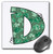 3dRose Cute Green Four Leaf Clover Curly Cue Monogram Initial D - Mouse Pads (mp-375820-1)