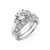 Amazon Collection Sterling Silver Platinum Plated Infinite Elements Cubic Zirconia Three Stone Ring, Size 6