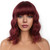 LANCAINI Wine Red Short Bob Wigs with Bangs for Women Loose Wavy Wig Curly Wavy Shoulder Length Bob Synthetic Cosplay Wig for Girl Colorful Costume Wigs