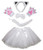 Petitebella Cat Headband Bowtie Tail Glove Tutu 5pc Girl Costume 1-8y (White(1), 5-8year)