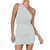 NaRHbrg Sexy One Shoulder Bodycon Mini Dress for Women's Summer Ruched Sleeveless Short Dresses Club Cocktail Party Dress White