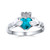 BFF Celtic Irish Friendship Promise AAA CZ Simulated London Blue Topaz Hands & Heart Claddagh Ring For Women Teens .925 Sterling Silver