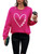 Floerns Women's Letter Graphic Print Long Sleeve Sweatshirt Pullover Tops Hot Pink Heart Small
