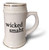3dRose Wicked Smaht. Black. - Stein Mug, 18oz , 22oz, White