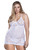 iCollection Women's Plus-Size Stretch Lace and Mesh Chemise, White, 1X