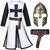 TOKYO REVENGERS Medieval Renaissance Crusader Knight Tunic Templar Robe Halloween Cosplay Warrior Costume Mask Belt Set(White L)