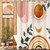TOENGS Boho Shower Curtains for Bathroom Extra Long Shower Curtains 84 Inches Mid Century Orange Shower Curtain Set Bath Decor - 72" x 84" Waterproof Bath Curtain with 12 Hooks