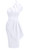 Memoriesea Women's Elegant One Shoulder Pleated Detail Bodycon Party Club Midi Dress White