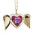 Rose Red Monoceros Rosette Nebula Pattern Folded Wings Peach Heart Pendant Necklace, ys/m