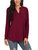 Neineiwu Women's Long Sleeve V Neck Tops Casual Tunic Blouse Loose Shirt (Wine red XL)