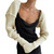 FIHCH Bolero Shrug Y2K Open Front Crop Cardigan Ribbed Knit Long Sleeve Bolero Sweater Apricot